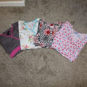 🏥 4 MEDIUM SCRUB SHIRTS LOT 🏨